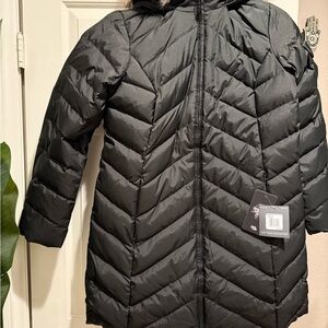 Eddie Bauer NWT Black Crystal Ridge Quilted Long Puffer Coat with Hood Size L